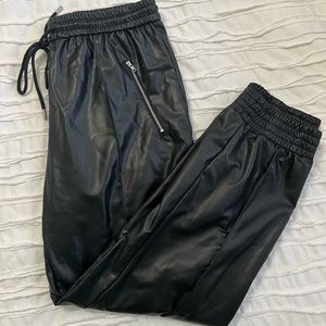 Black Leather Joggers